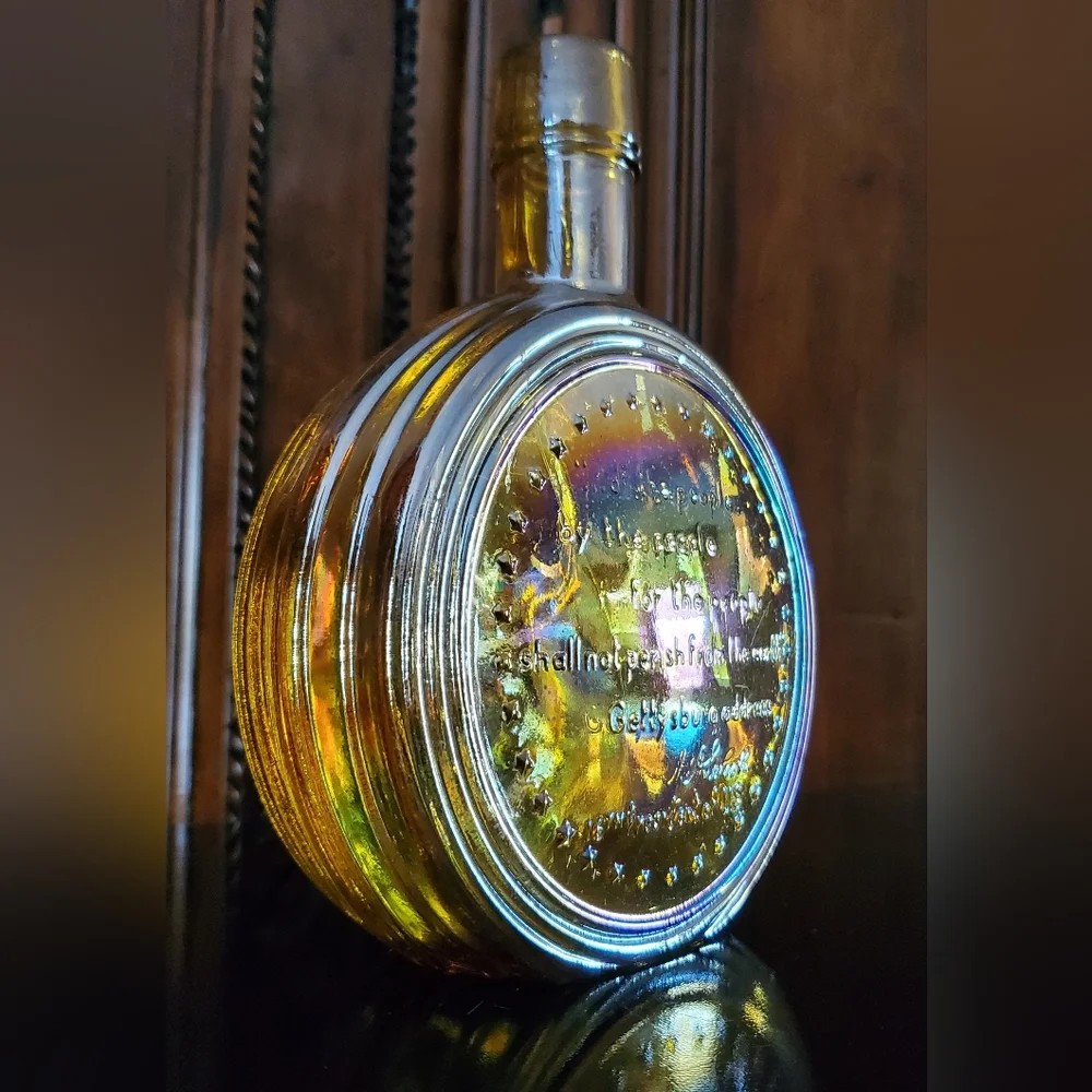 1970 NIB Decanter Abraham Lincoln Irredescent Carnival Glass Wheaton Nuline - Picture 4 of 15